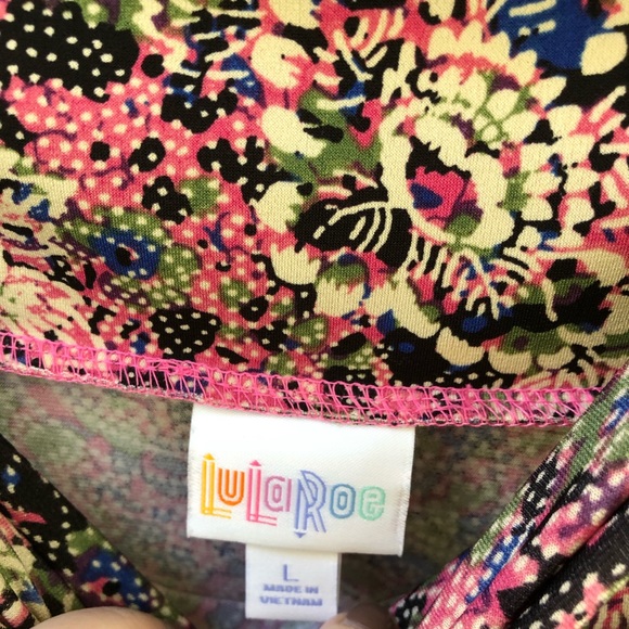 LuLaRoe L Azure Skirt-Black and Tan with flowers - Picture 2 of 2